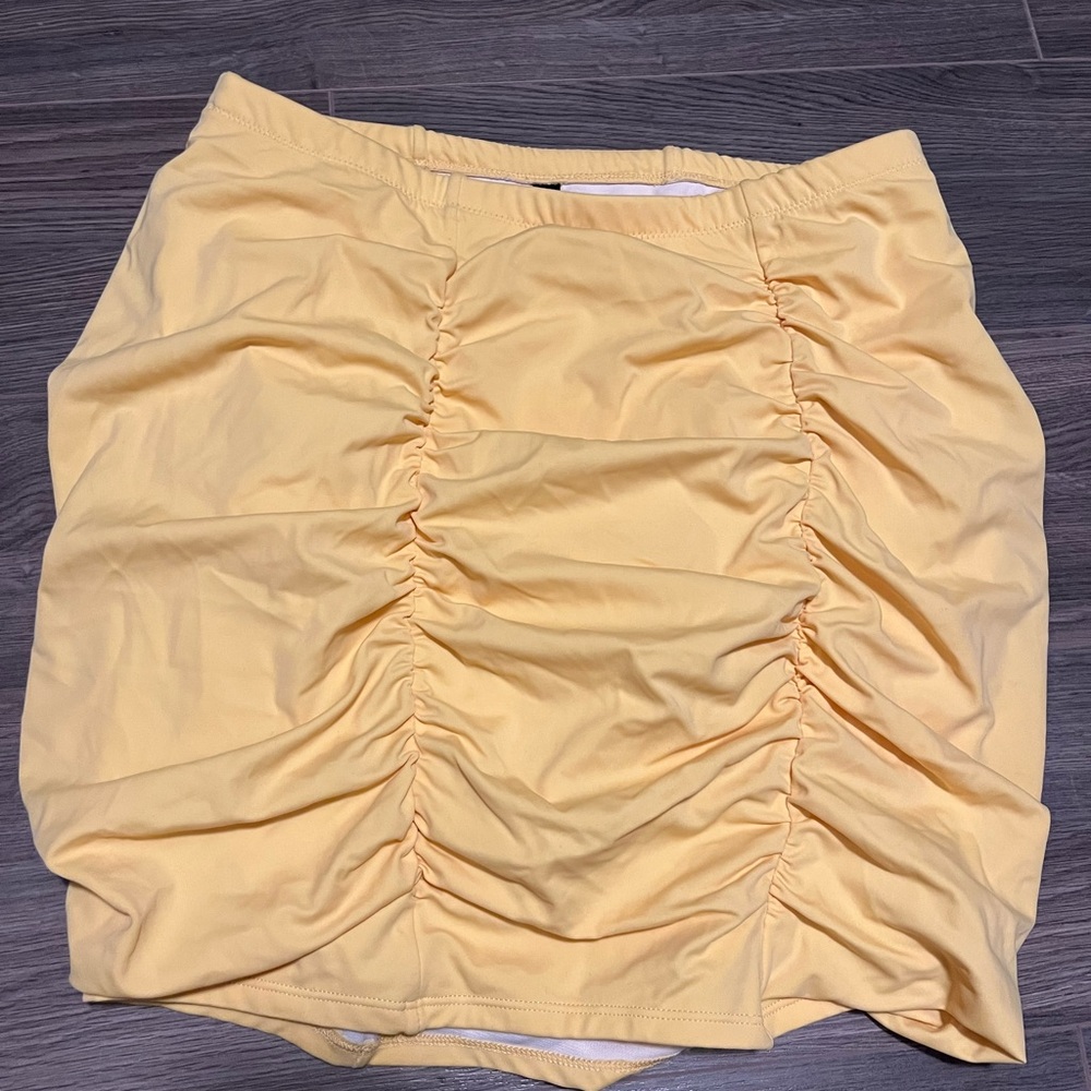 Yellow Ruched Skirt Bathing Suit Bottoms - Torrid 0